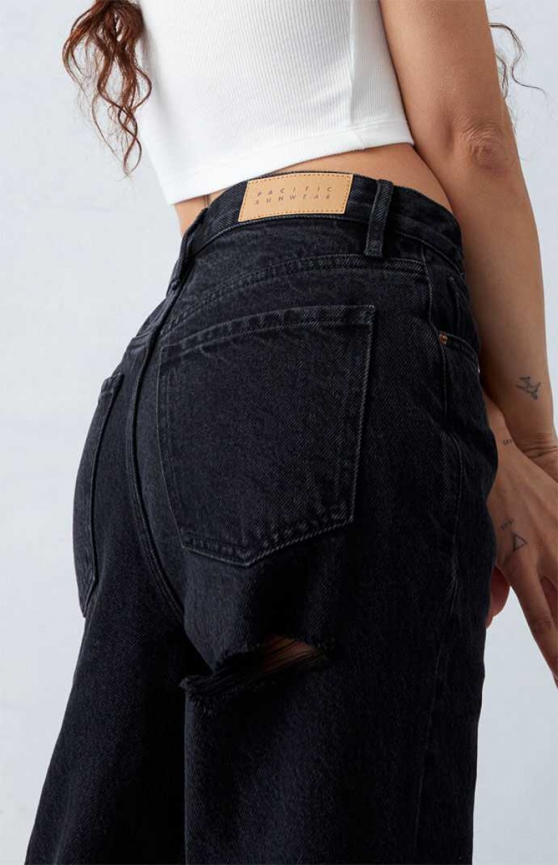 MEDIUM INDIGO PacSun Eco Black Butt Slit Dad Jeans | BFMYXHW-19