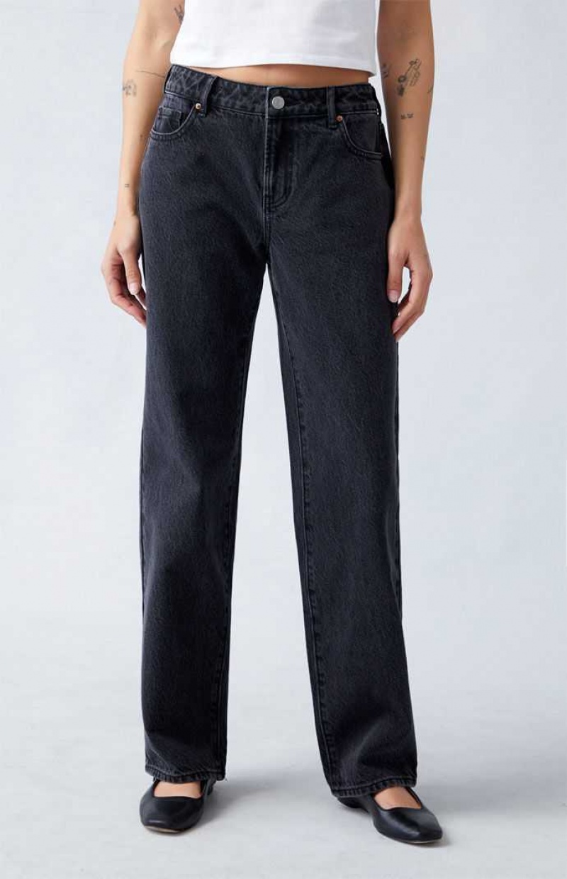 MEDIUM INDIGO PacSun Eco Black Low Rise Straight Leg Jeans | GYELJZS-35