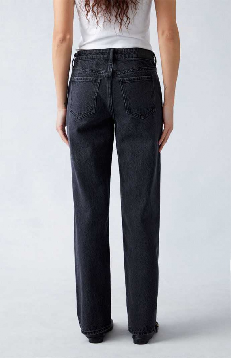 MEDIUM INDIGO PacSun Eco Black Low Rise Straight Leg Jeans | GYELJZS-35