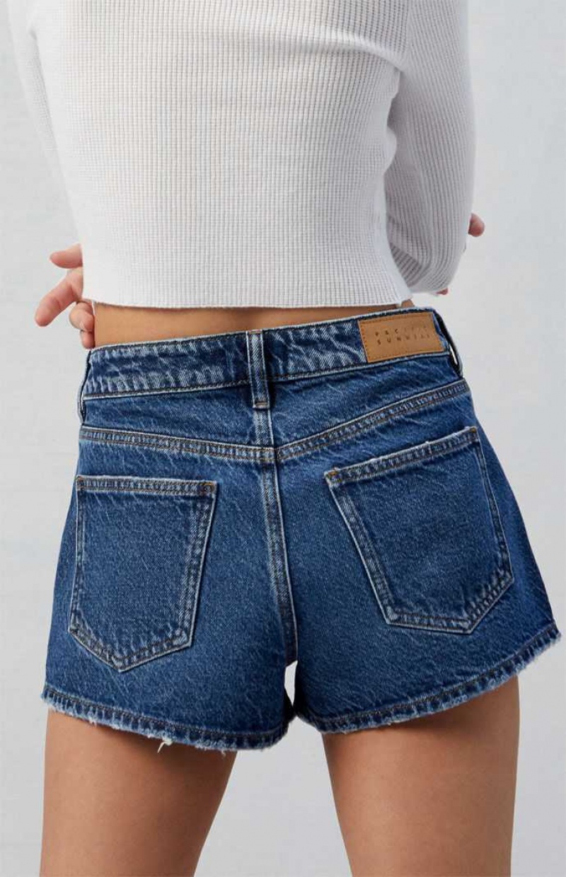 MEDIUM INDIGO PacSun Eco Dark Indigo Denim Mom Shorts | TLBAQHV-39