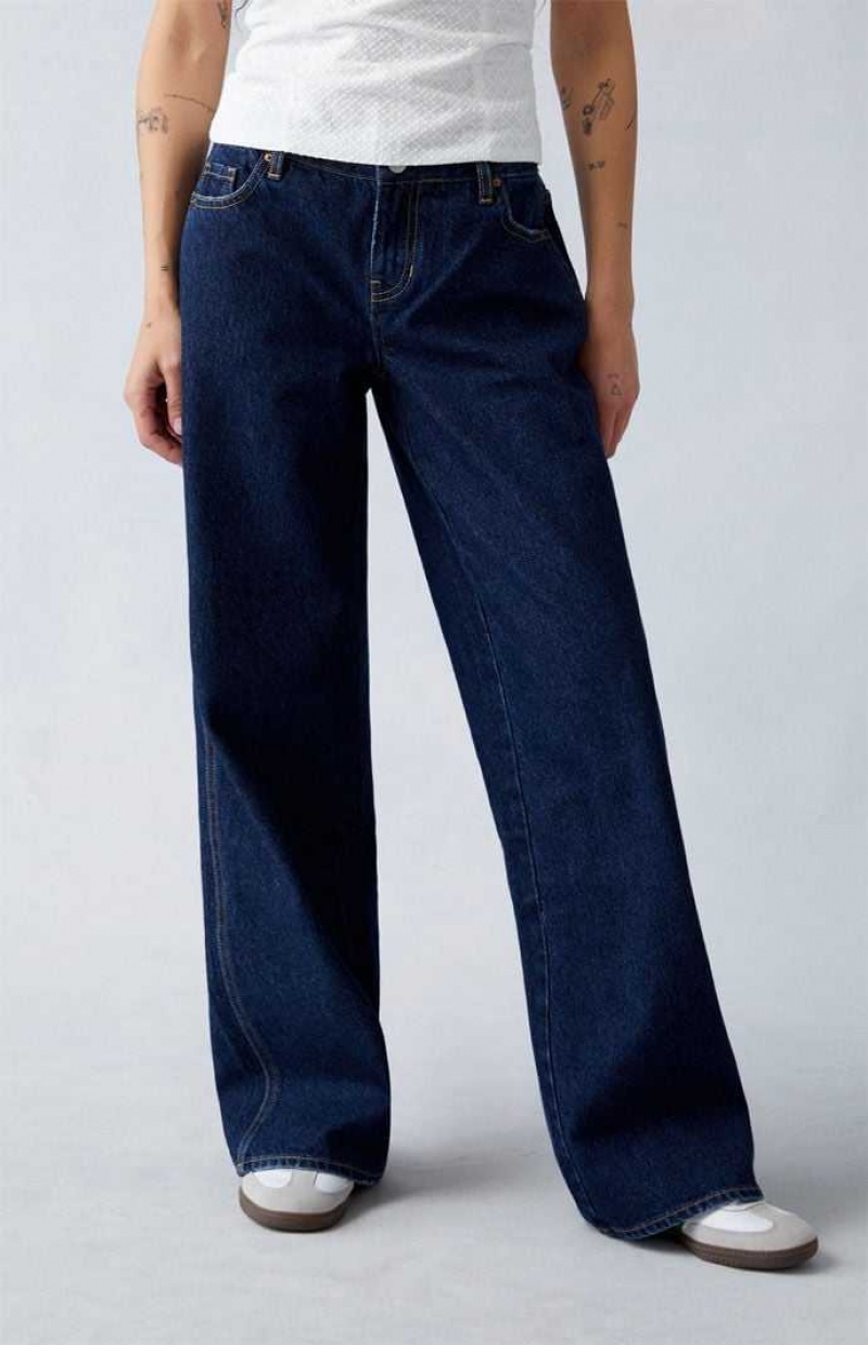 MEDIUM INDIGO PacSun Eco Dark Indigo Low Rise Baggy Jeans | IBNKRAY-36