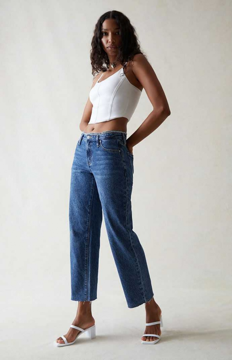 MEDIUM INDIGO PacSun Eco Indigo Rhinestone '90s Straight Leg Jeans | GEWXDRK-07