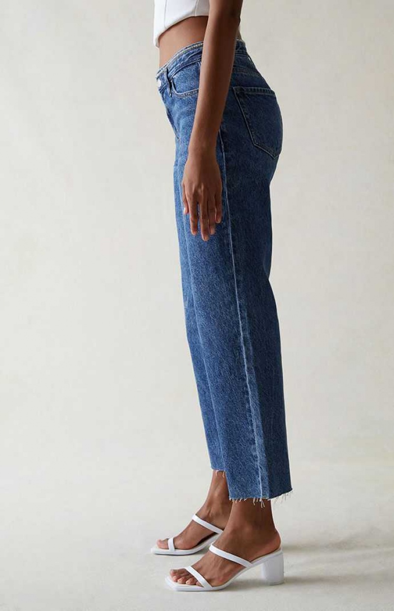 MEDIUM INDIGO PacSun Eco Indigo Rhinestone '90s Straight Leg Jeans | GEWXDRK-07