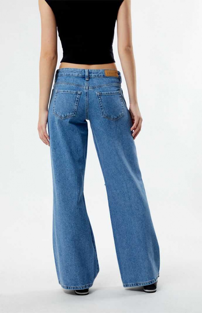 MEDIUM INDIGO PacSun Eco Indigo Ripped Low Rise Baggy Jeans | FBEVZXR-46