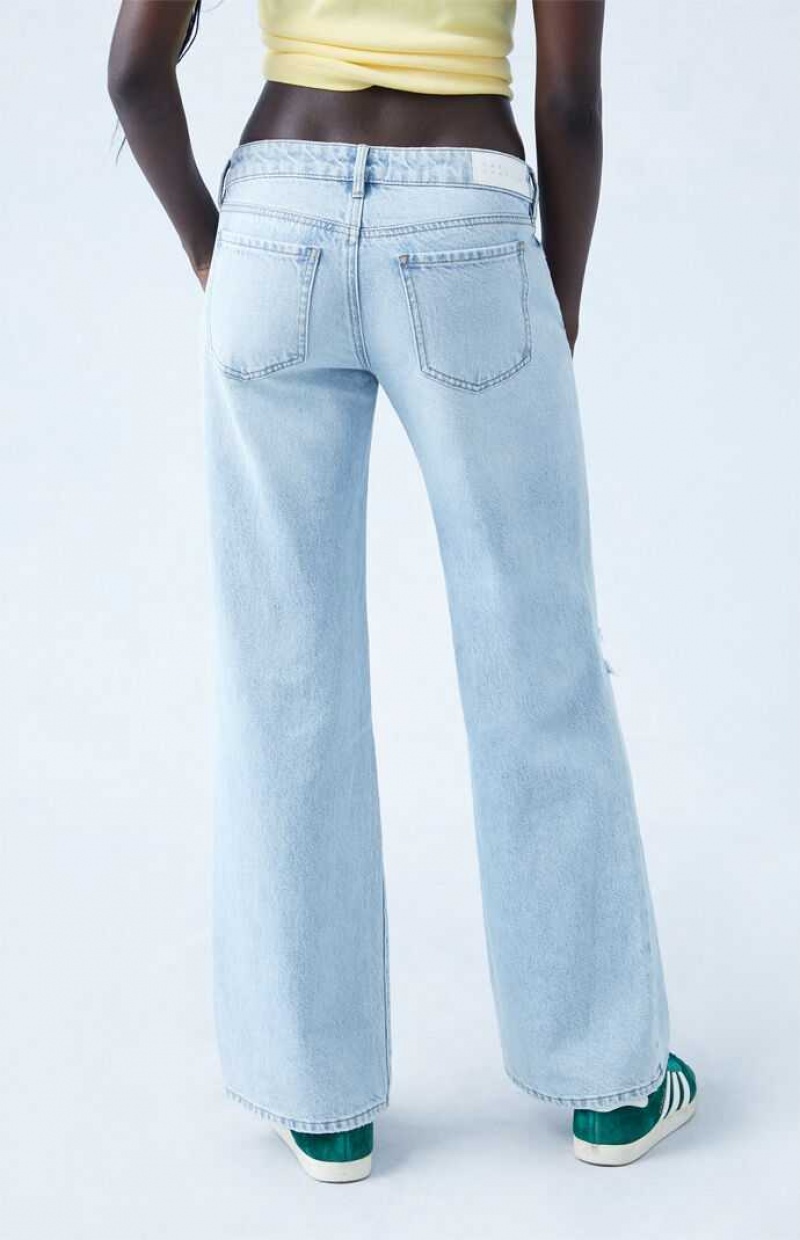 MEDIUM INDIGO PacSun Eco Indigo Ripped Low Rise Wide Leg Jeans | ACZINLX-37