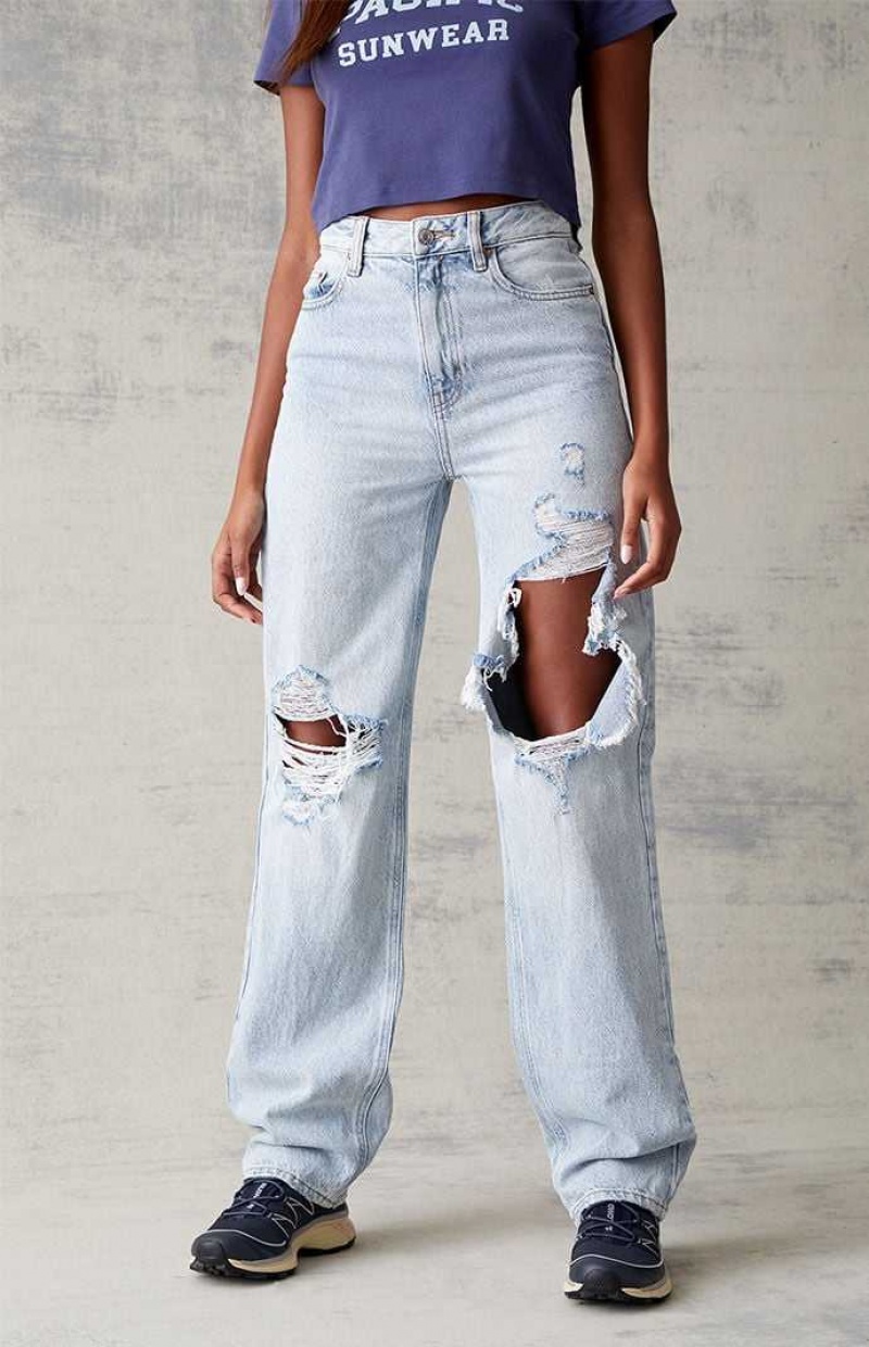 MEDIUM INDIGO PacSun Eco Light Blue '90s Boyfriend Jeans | JUFAMIZ-48