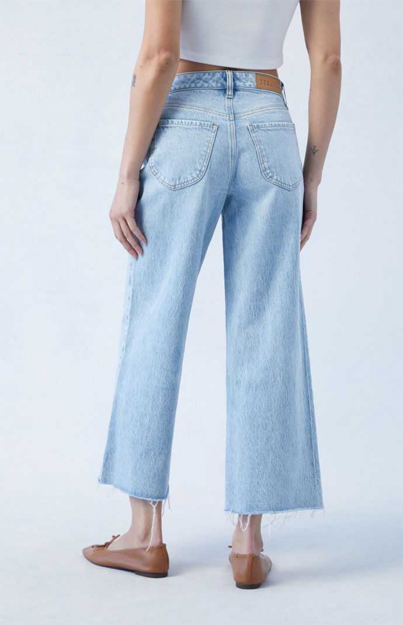 MEDIUM INDIGO PacSun Eco Light Blue Cropped Wide Leg Jeans | JMGHFIL-60