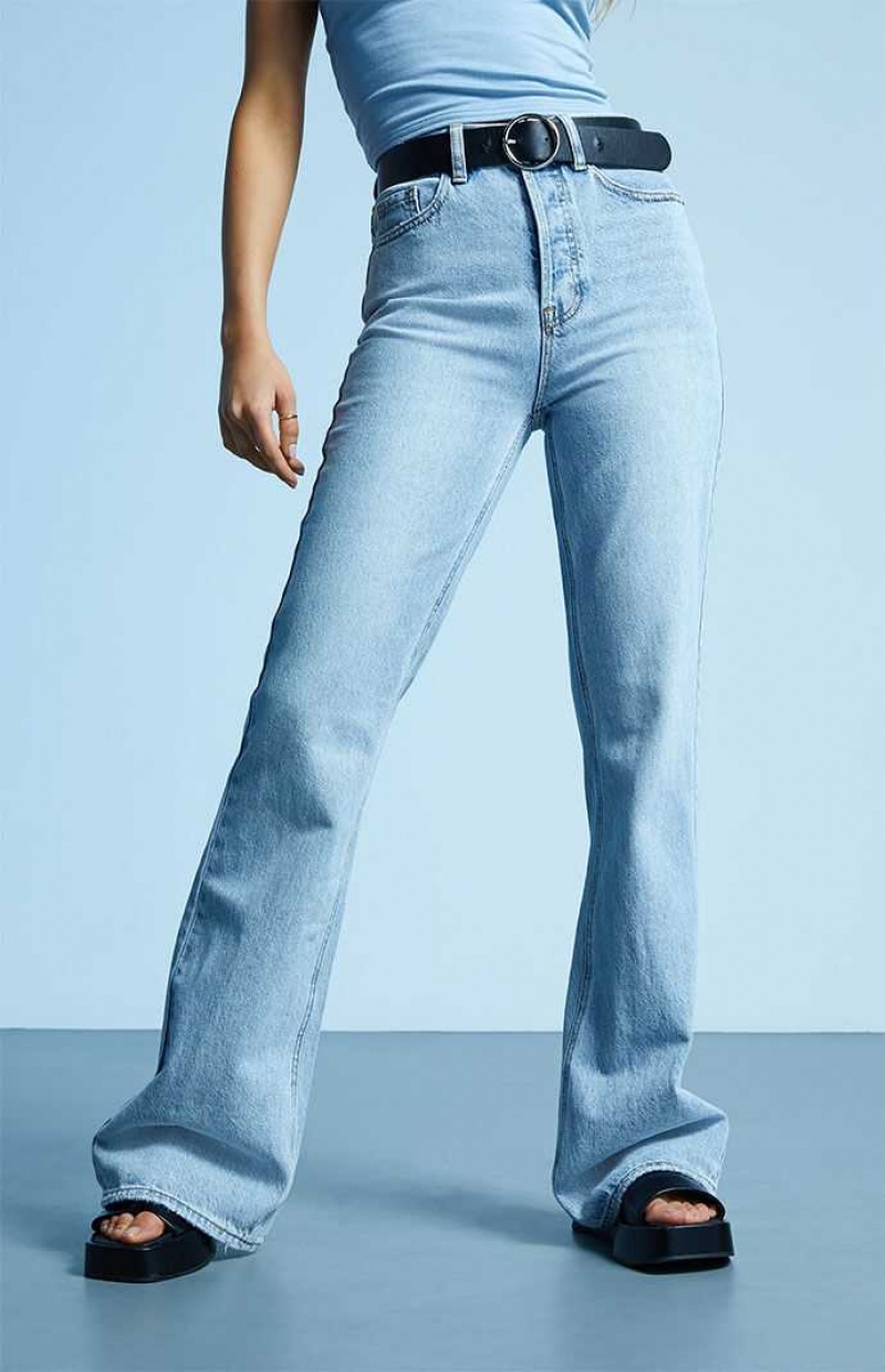 MEDIUM INDIGO PacSun Eco Light Blue High Waisted Bootcut Jeans | IJEXCLY-04