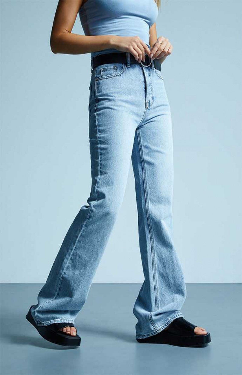 MEDIUM INDIGO PacSun Eco Light Blue High Waisted Bootcut Jeans | IJEXCLY-04