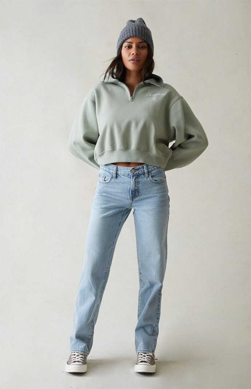 MEDIUM INDIGO PacSun Eco Light Blue Low Rise Boyfriend Jeans | CMYZJLV-62