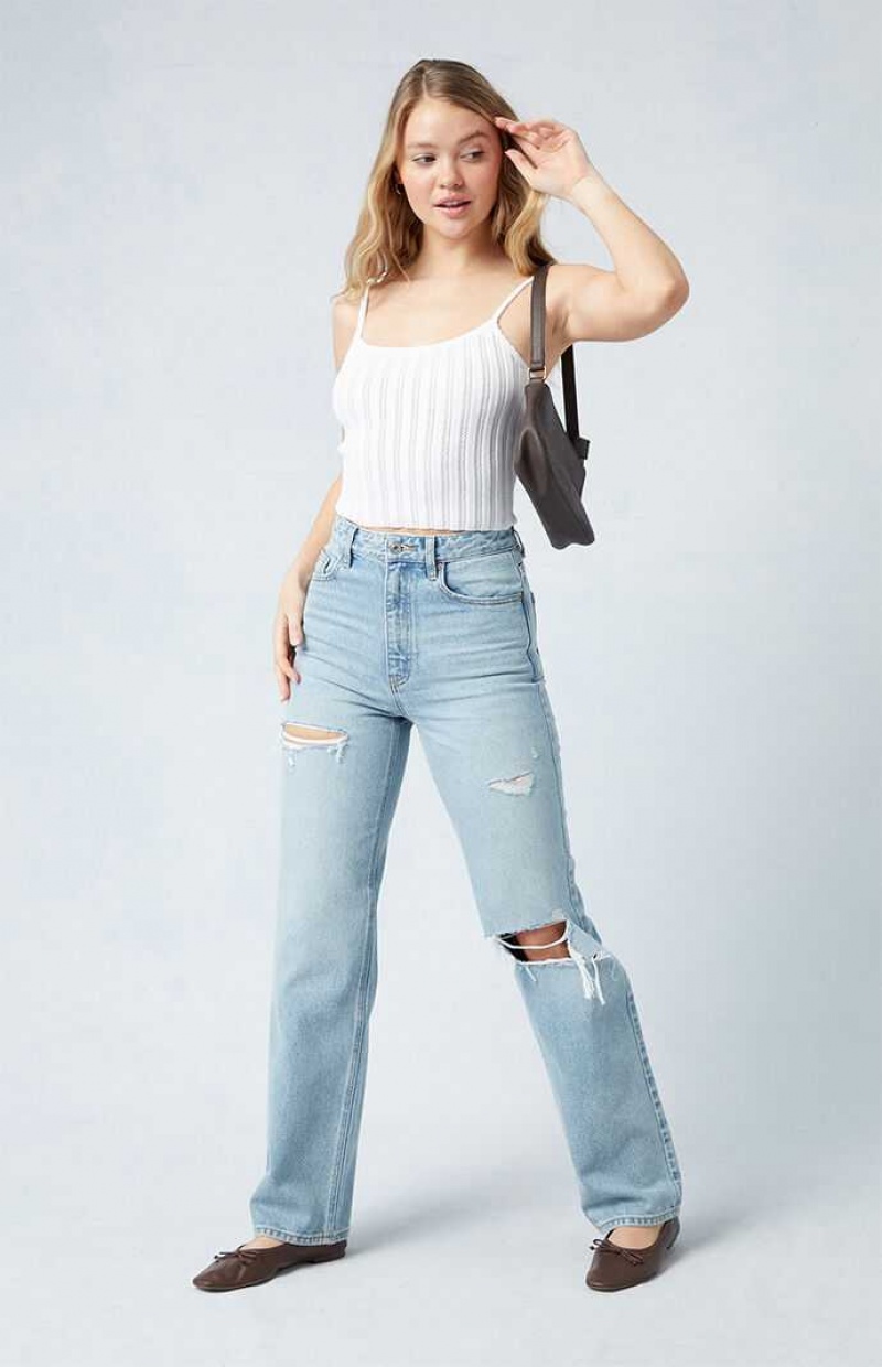 MEDIUM INDIGO PacSun Eco Light Blue Ripped '90s Boyfriend Jeans | GWDSZOB-35