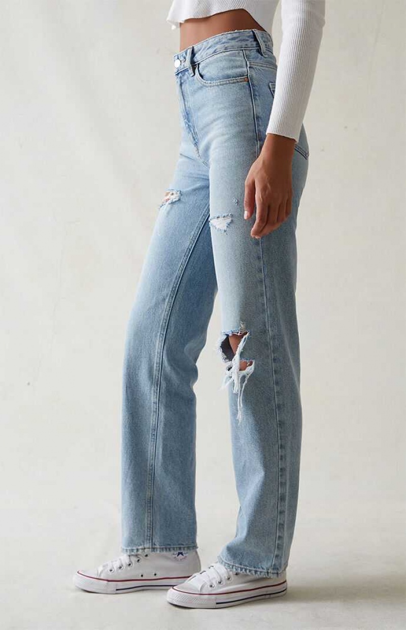 MEDIUM INDIGO PacSun Eco Light Blue Ripped '90s Boyfriend Jeans | GWDSZOB-35