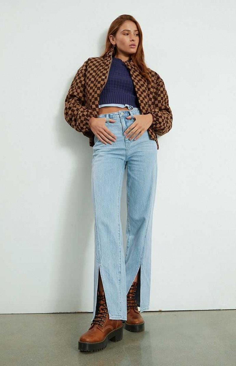 MEDIUM INDIGO PacSun Eco Light Blue Twisted Seam Boyfriend Jeans | EINJTYA-80