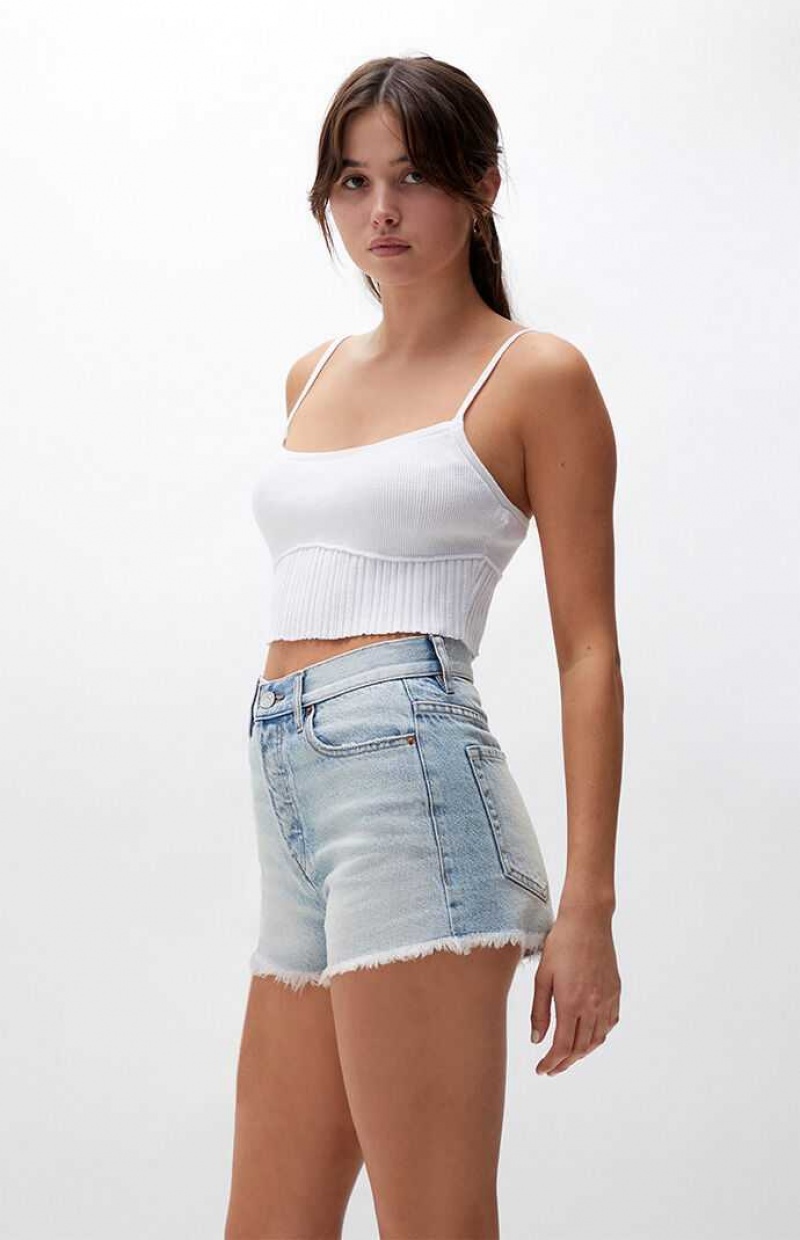 MEDIUM INDIGO PacSun Eco Light Blue Vintage High Waisted Denim Shorts | FTXAGMQ-94