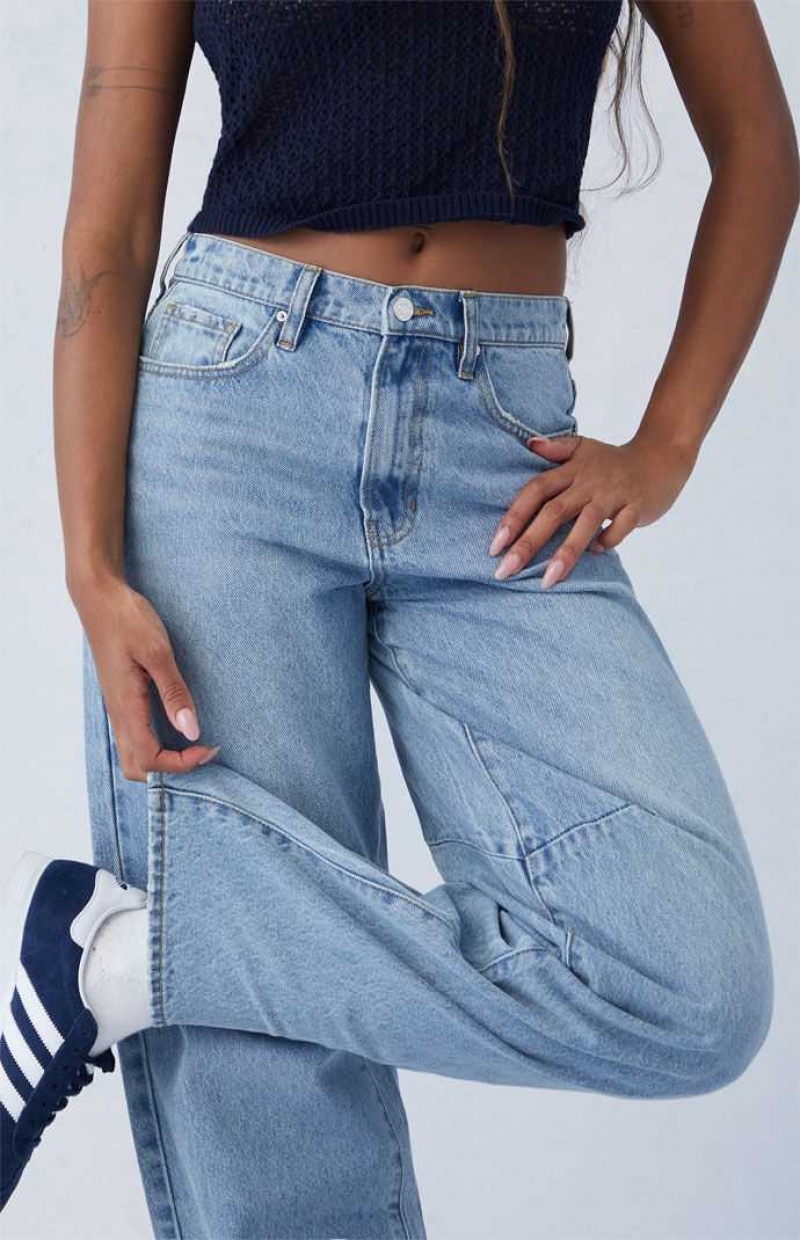 MEDIUM INDIGO PacSun Eco Light Indigo Barrel Jeans | RWNYGZL-03