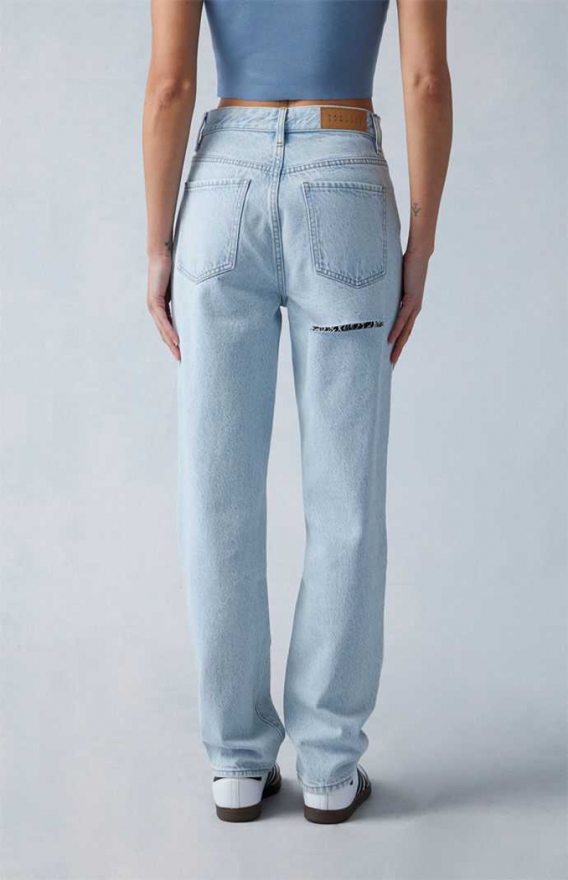 MEDIUM INDIGO PacSun Eco Light Indigo Butt Slit Dad Jeans | CKIJSNT-95