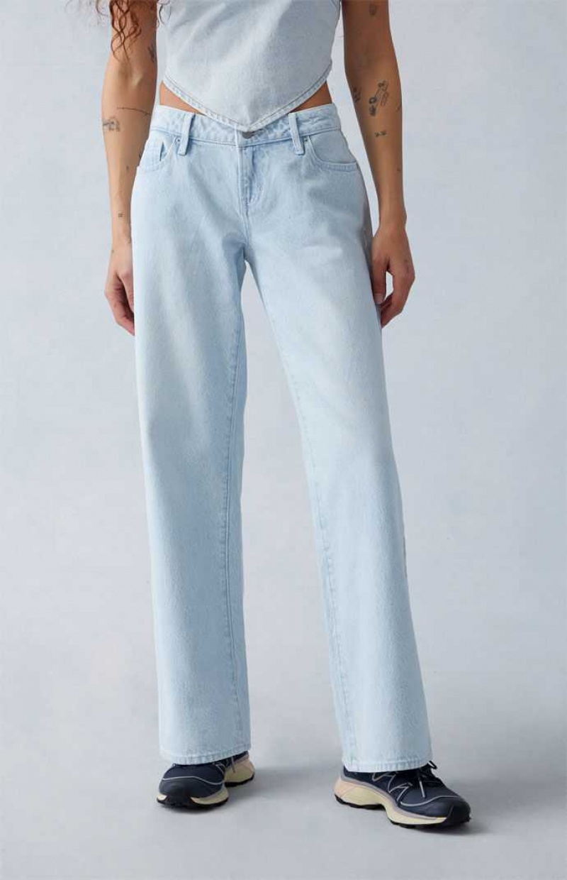 MEDIUM INDIGO PacSun Eco Light Indigo Carpenter Low Rise Wide Leg Jeans | FNTVBJX-81