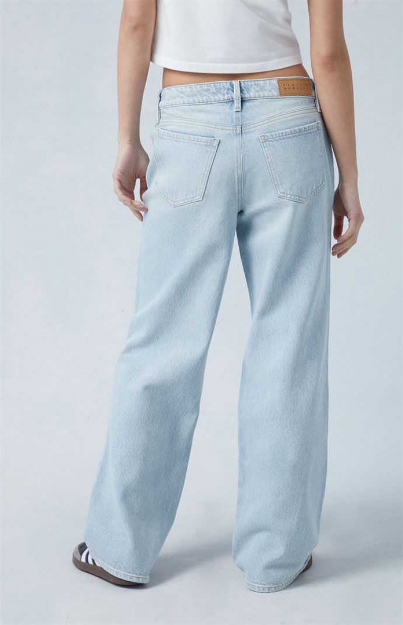 MEDIUM INDIGO PacSun Eco Light Indigo Low Rise Wide Leg Jeans | GVUTBLC-96