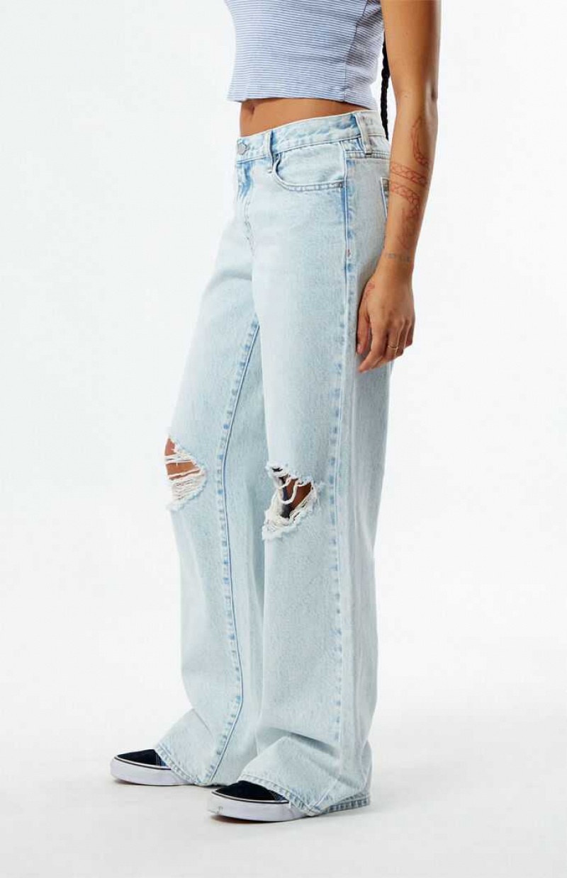 MEDIUM INDIGO PacSun Eco Light Indigo Ripped Parker Extreme Baggy Jeans | DIROALY-14