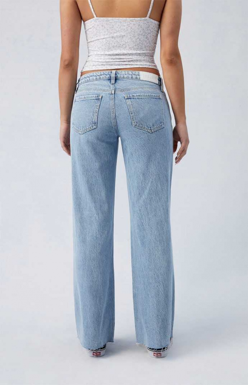 MEDIUM INDIGO PacSun Eco Light Indigo Ripped Wren Low Rise Wide Leg Jeans | YEAJURV-85