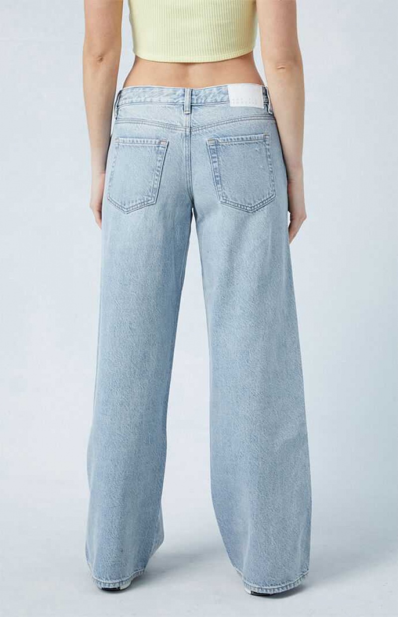 MEDIUM INDIGO PacSun Eco Light Indigo Ripped Low Rise Baggy Jeans | TZXWRHA-83