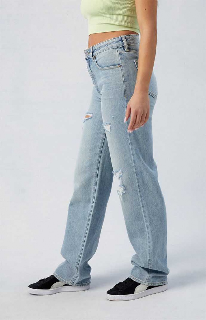 MEDIUM INDIGO PacSun Eco Light Indigo Ripped Millie Mid Rise '90s Boyfriend Jeans | BSQDEHI-02