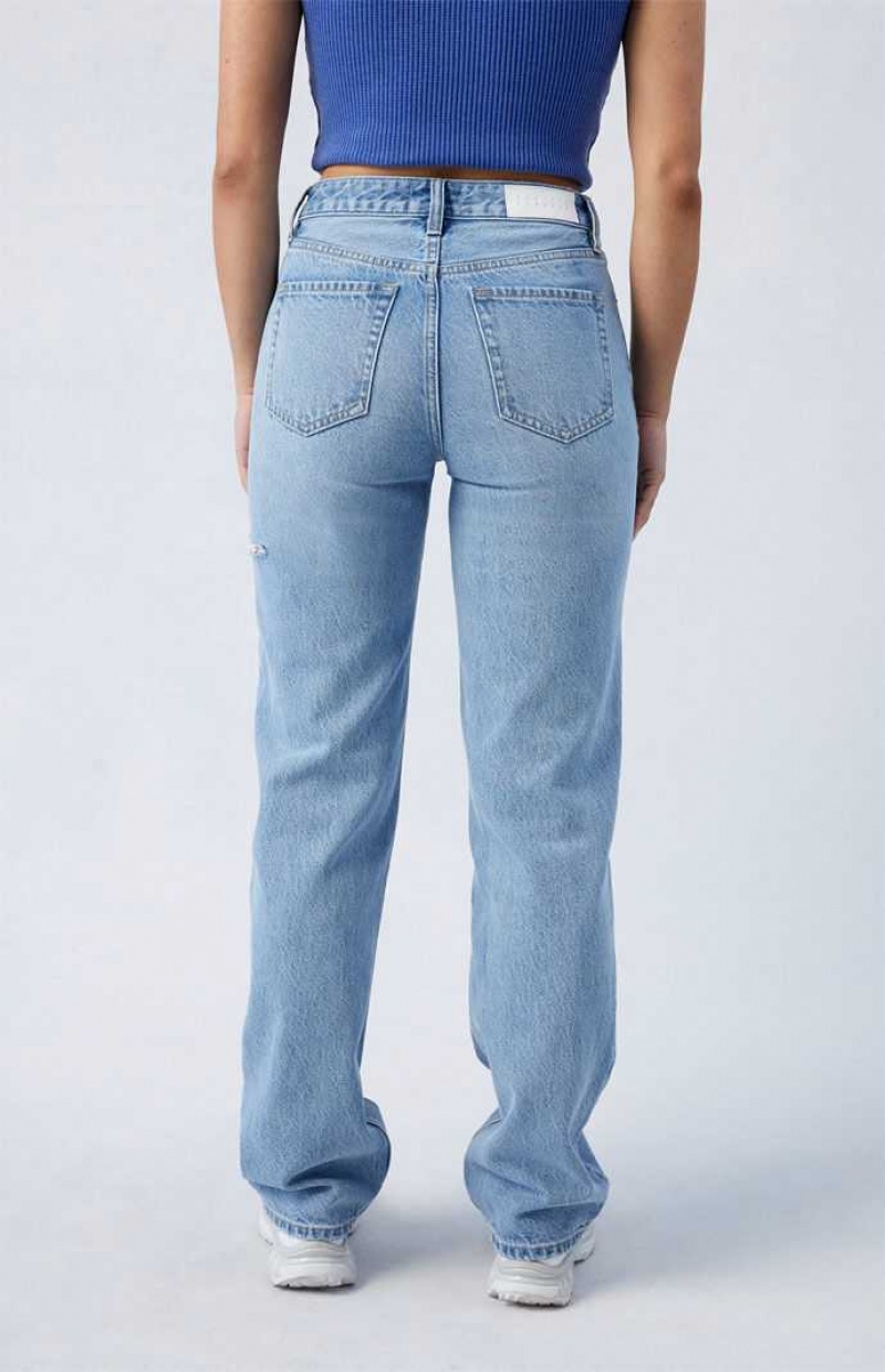 MEDIUM INDIGO PacSun Eco Light Indigo Ripped Millie Mid Rise '90s Boyfriend Jeans | RGTFWLA-37