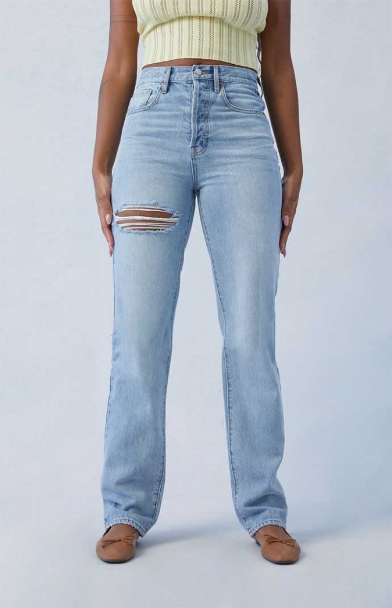 MEDIUM INDIGO PacSun Eco Light Indigo Ripped Dad Jeans | VECOGRJ-05