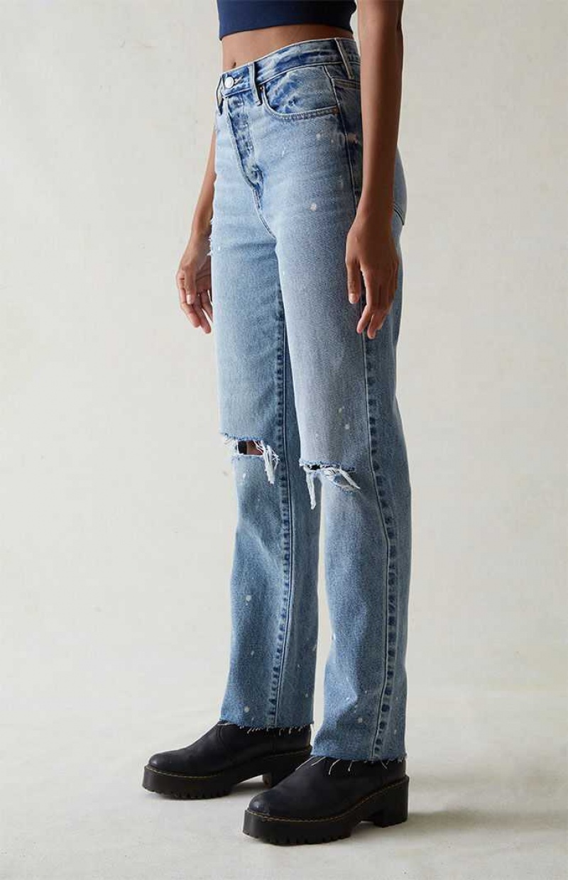 MEDIUM INDIGO PacSun Eco Light Indigo Ripped Dad Jeans | PJTECWM-56