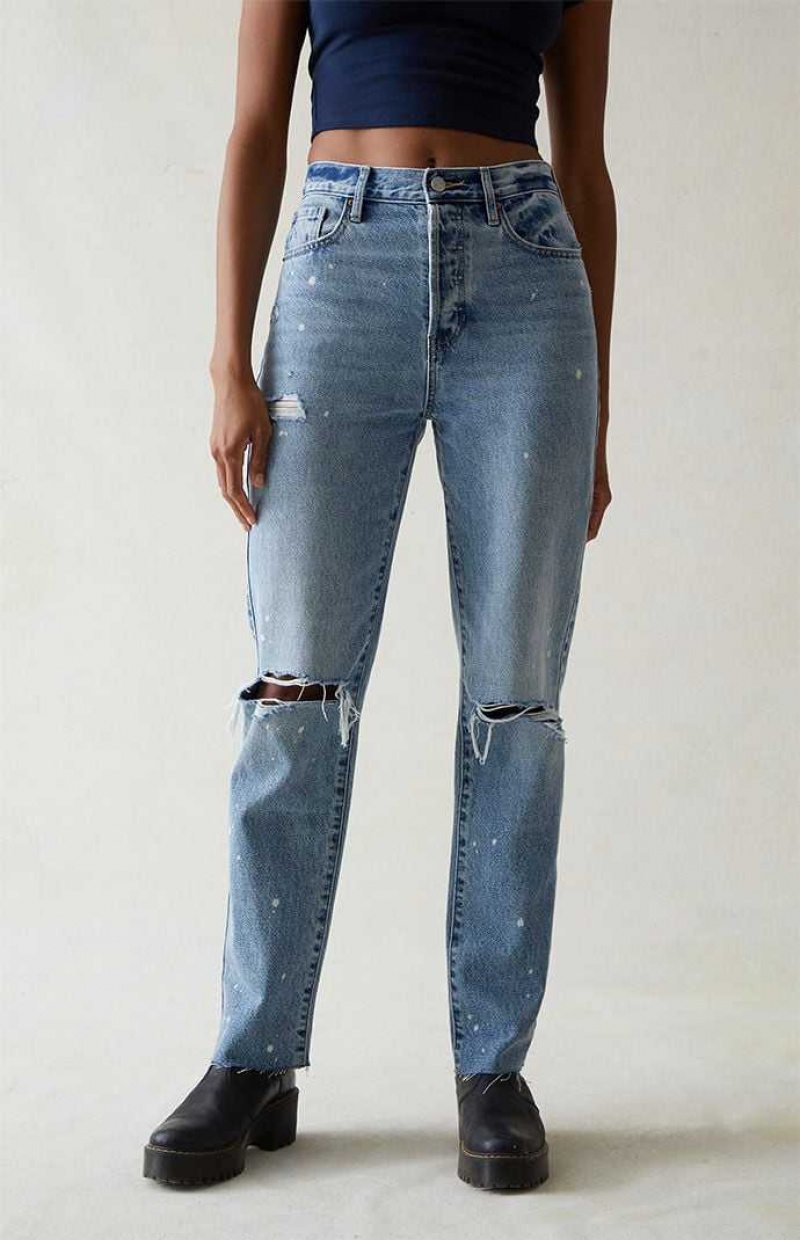 MEDIUM INDIGO PacSun Eco Light Indigo Ripped Dad Jeans | PJTECWM-56