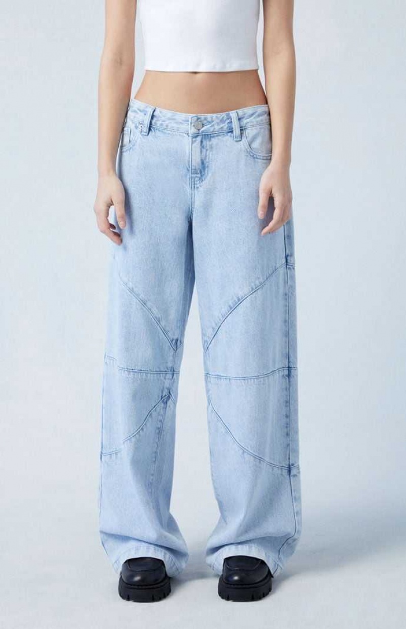 MEDIUM INDIGO PacSun Eco Light Indigo Seamed Low Rise Baggy Jeans | HJKIFTW-09