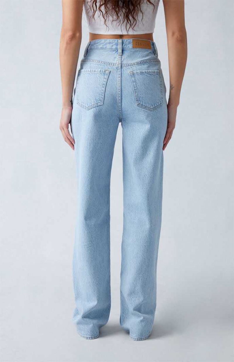 MEDIUM INDIGO PacSun Eco Light Indigo V-Dip '90s Boyfriend Jeans | JQFWXSO-71