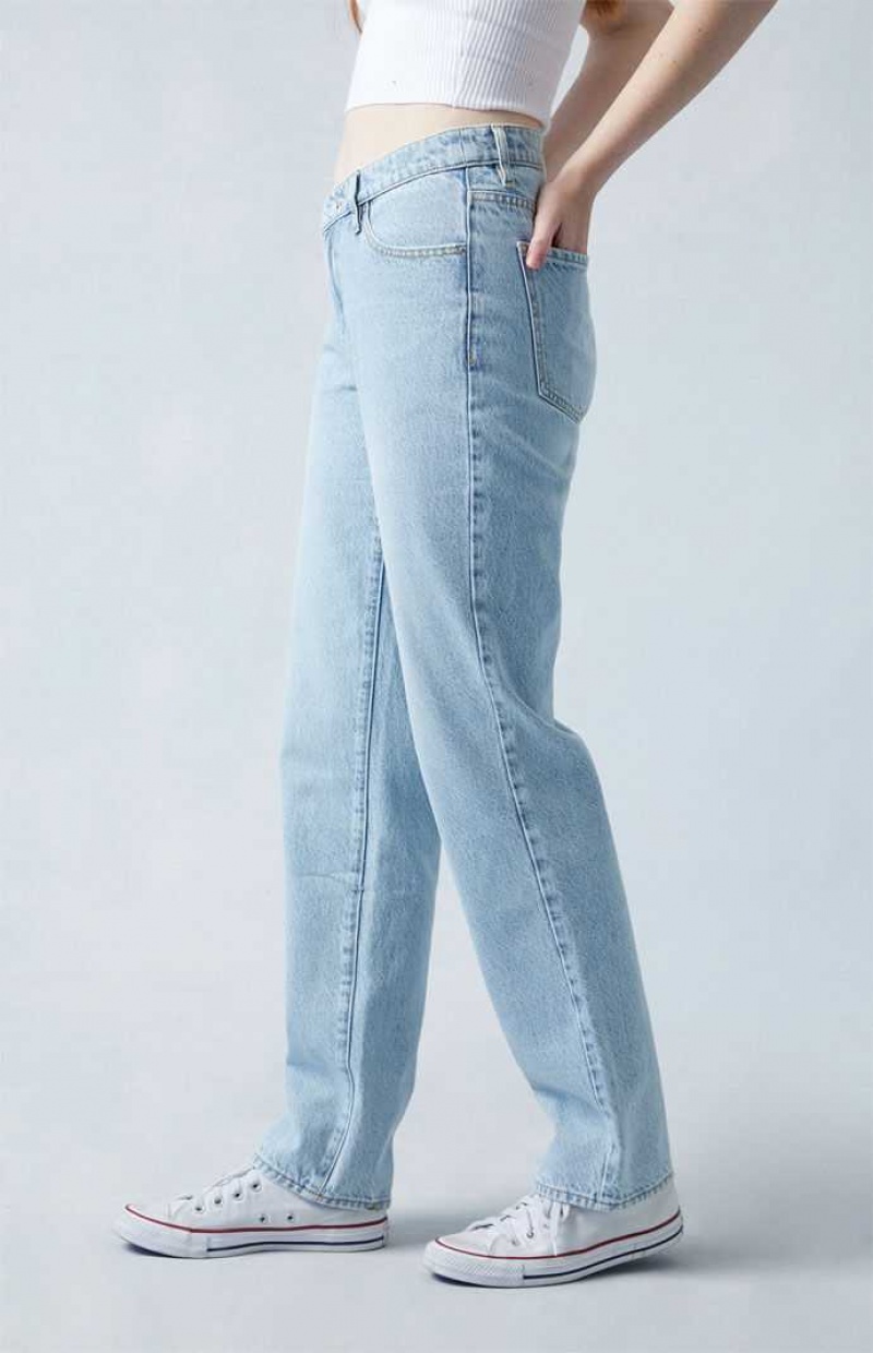 MEDIUM INDIGO PacSun Eco Light Indigo V-Dip Dad Jeans | HIUXJLF-43