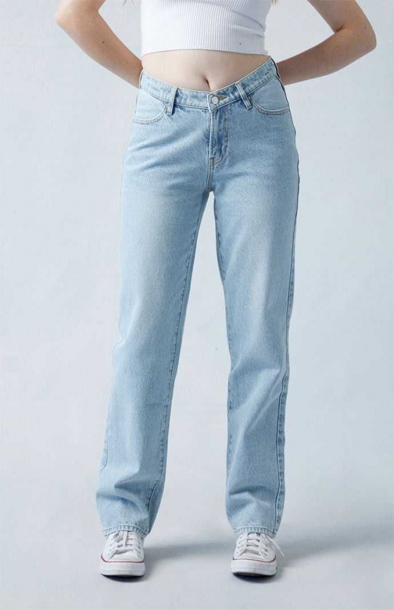 MEDIUM INDIGO PacSun Eco Light Indigo V-Dip Dad Jeans | HIUXJLF-43