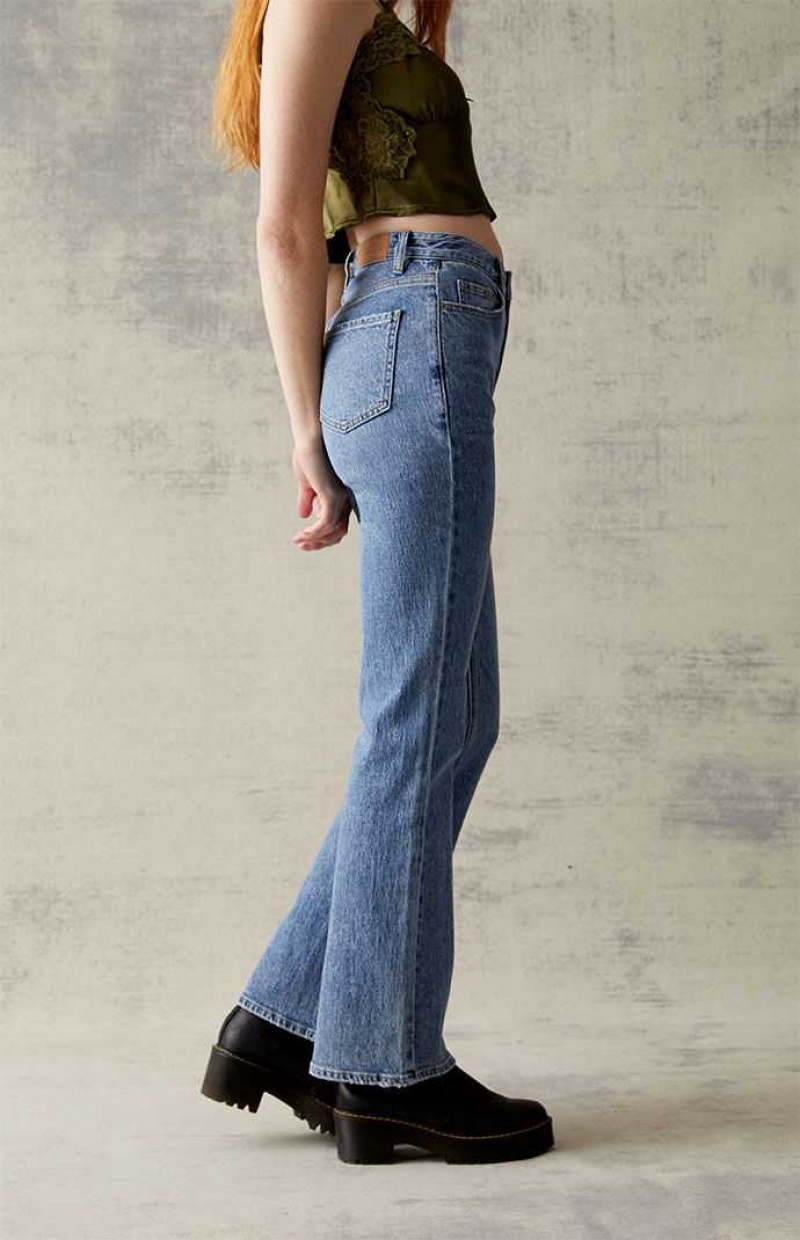 MEDIUM INDIGO PacSun Eco Medium Blue Stretch High Waisted Bootcut Jeans | HMFZYNU-83