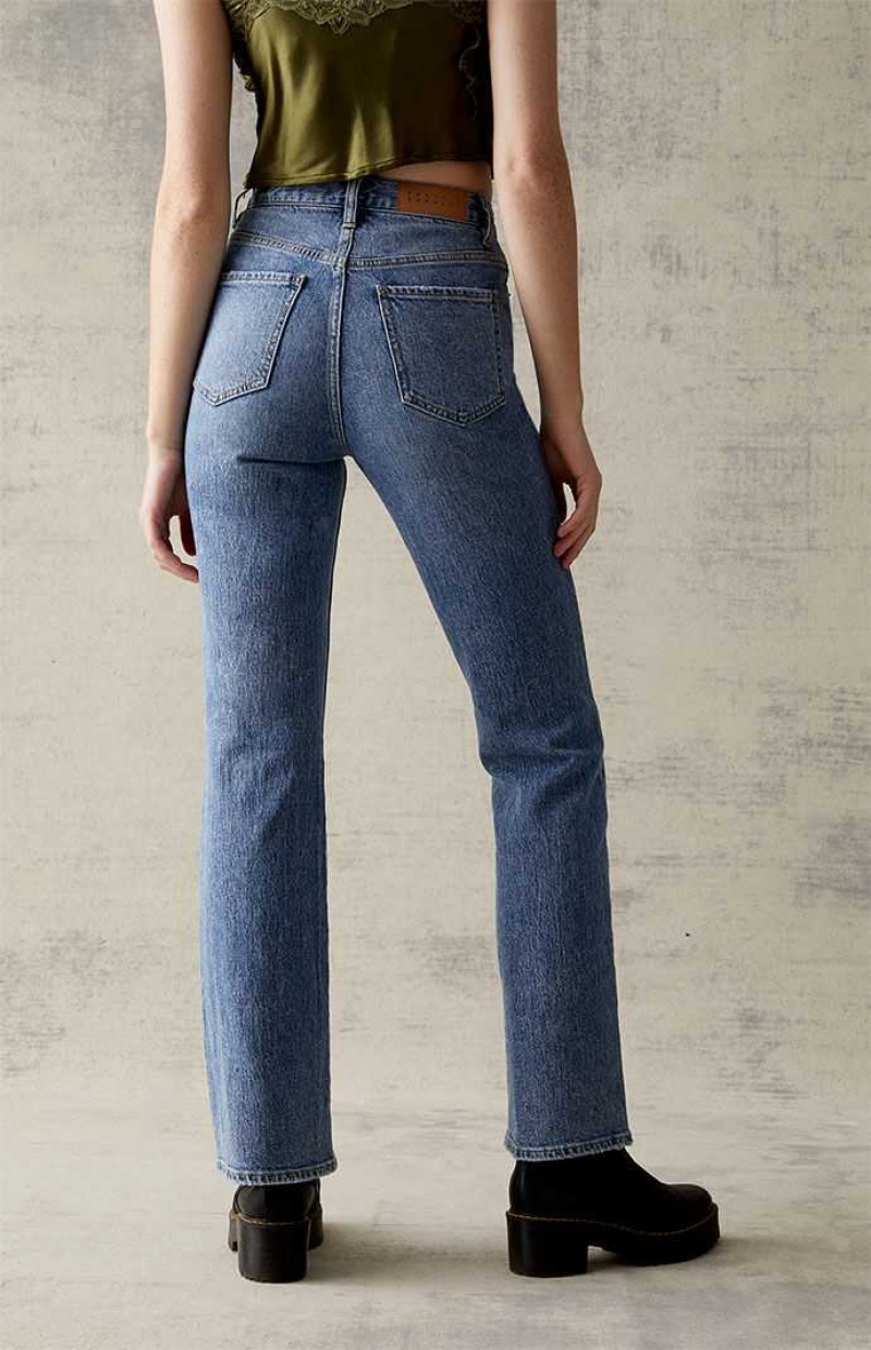 MEDIUM INDIGO PacSun Eco Medium Blue Stretch High Waisted Bootcut Jeans | HMFZYNU-83