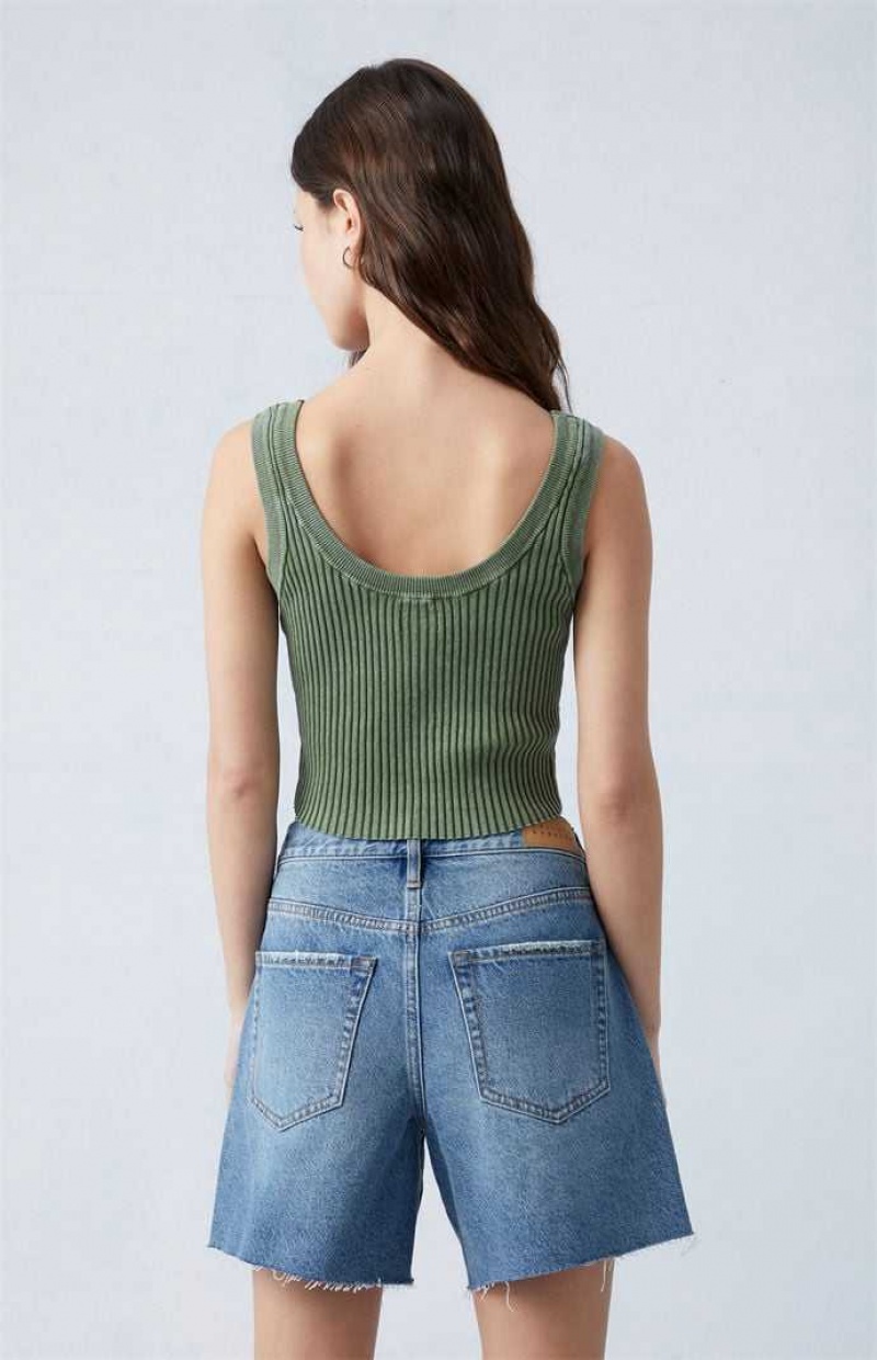 MEDIUM INDIGO PacSun Eco Medium Indigo Asymmetrical High Waisted Relaxed Jorts | MPYDBTX-41