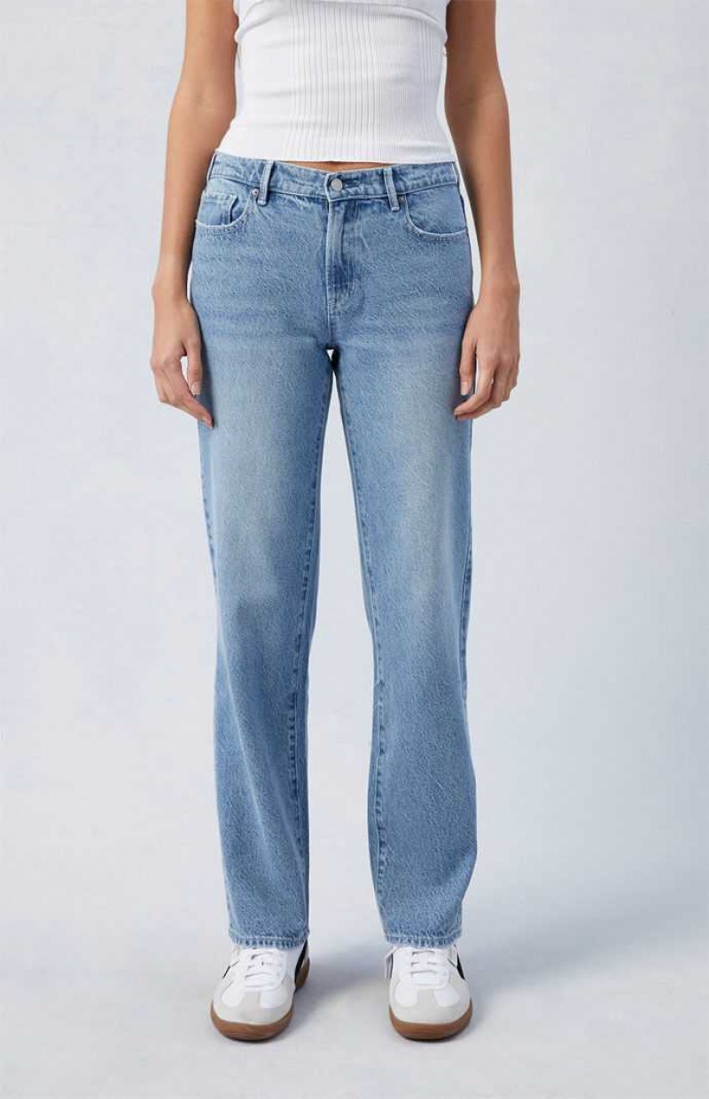 MEDIUM INDIGO PacSun Eco Medium Indigo Jordyn Low Rise Straight Leg Jeans | GONVDLU-74