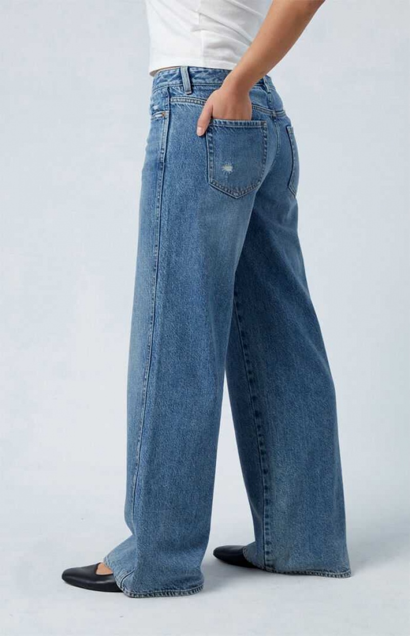 MEDIUM INDIGO PacSun Eco Medium Indigo Low Rise Baggy Jeans | QTLADOZ-27