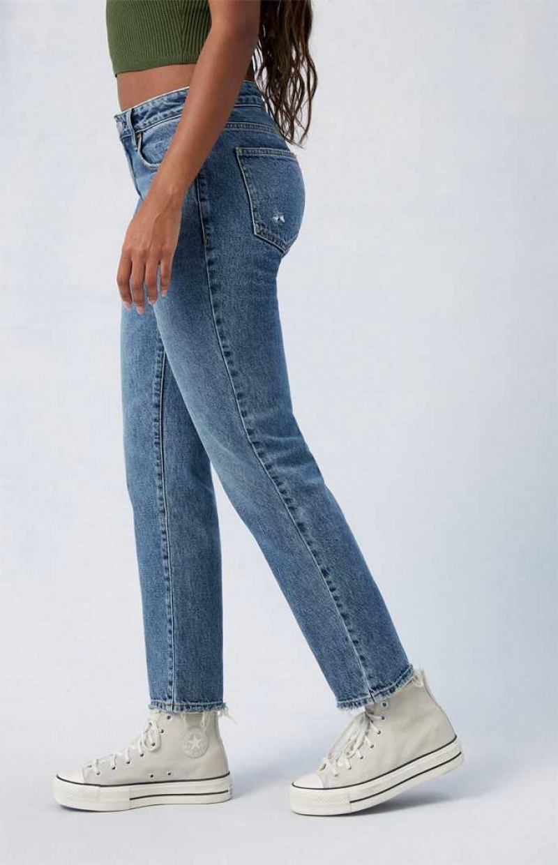 MEDIUM INDIGO PacSun Eco Medium Indigo Mom Jeans | UYFOBJT-71