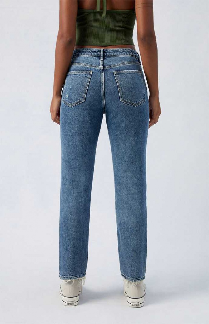 MEDIUM INDIGO PacSun Eco Medium Indigo Mom Jeans | UYFOBJT-71