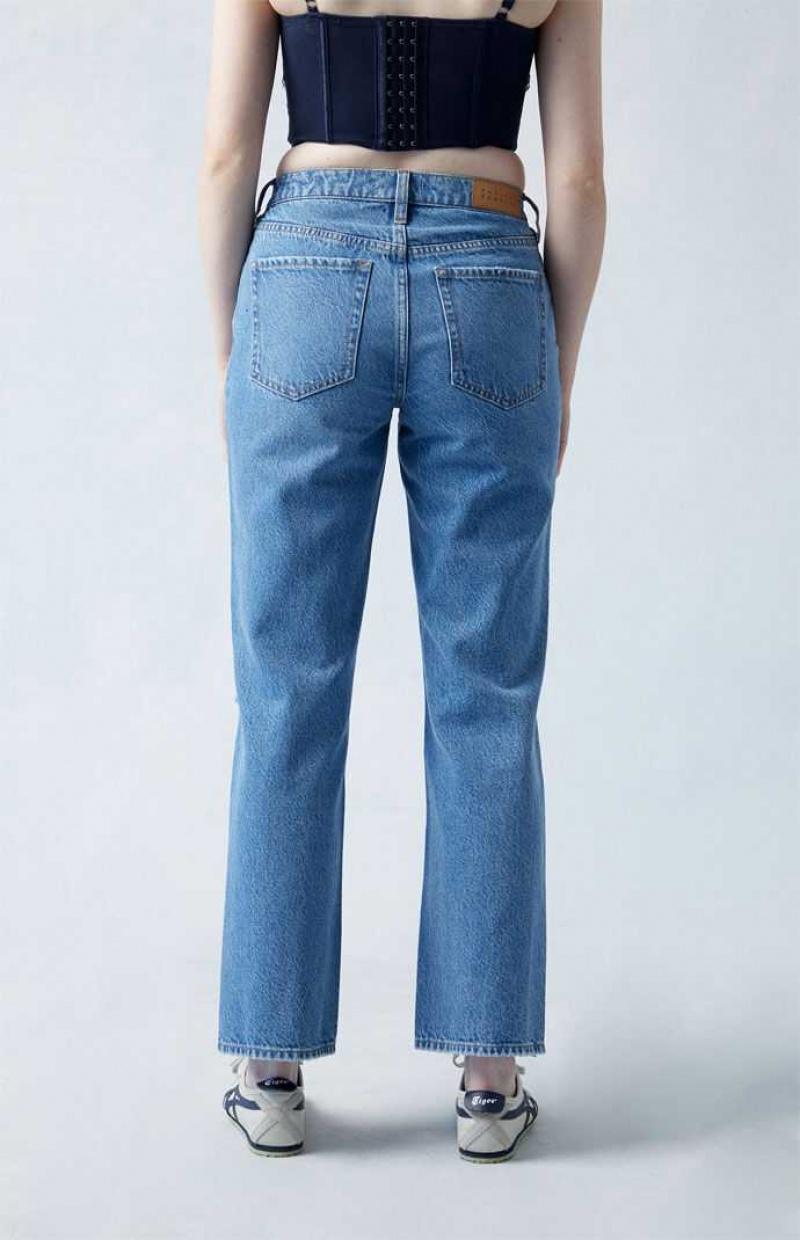 MEDIUM INDIGO PacSun Eco Medium Indigo V-Dip Ripped '90s Straight Leg Jeans | WQAPJEB-34