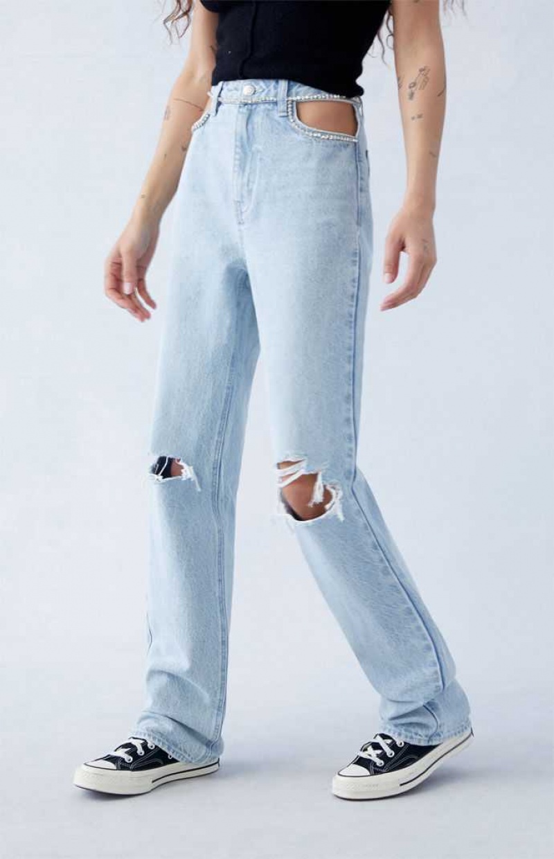 MEDIUM INDIGO PacSun Eco Rhinestone '90s Boyfriend Jeans | NGVBITH-98