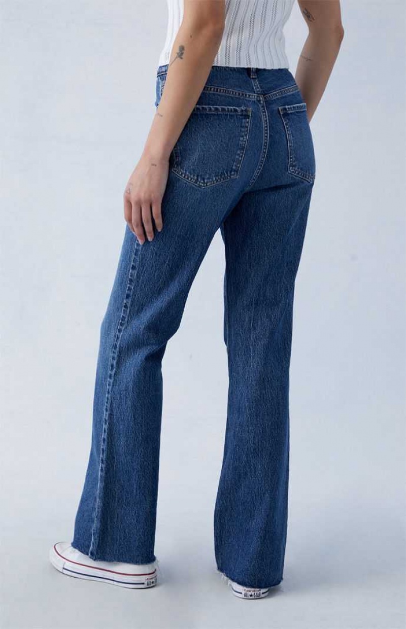 MEDIUM INDIGO PacSun Eco Stretch Dark Indigo High Waisted Bootcut Jeans | PBEDCTJ-24