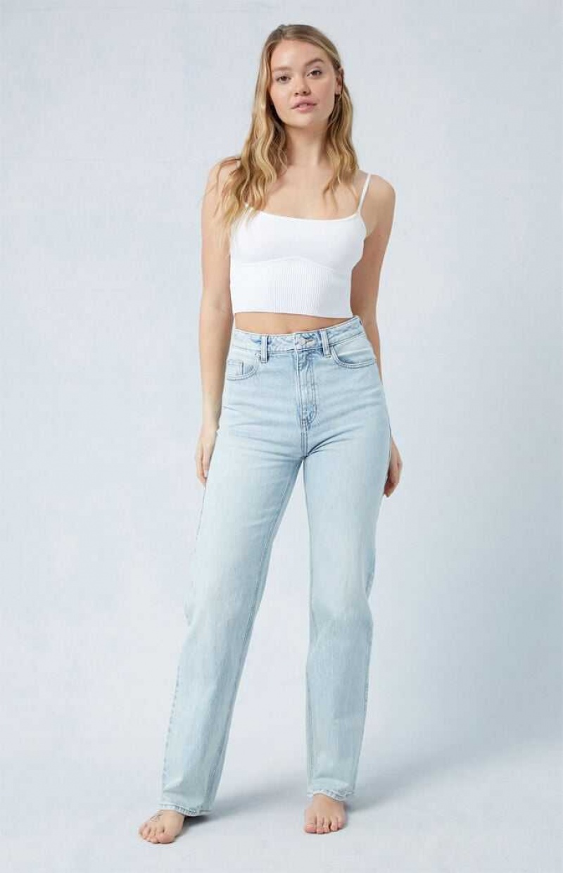 MEDIUM INDIGO PacSun Eco Stretch Light Blue \'90s Boyfriend Jeans | DKBGTRJ-30