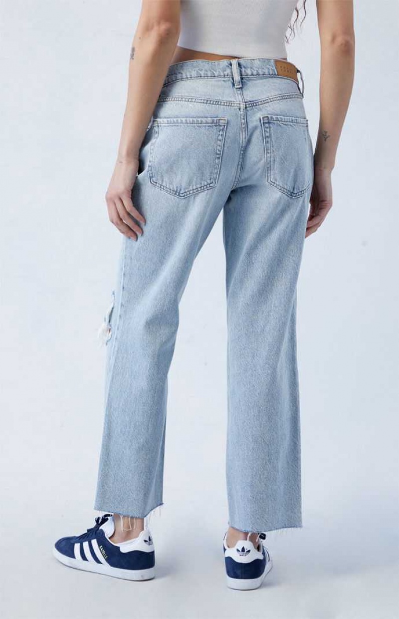 MEDIUM INDIGO PacSun Eco Stretch Light Blue Ripped '90s Straight Leg Jeans | INGVKYH-90