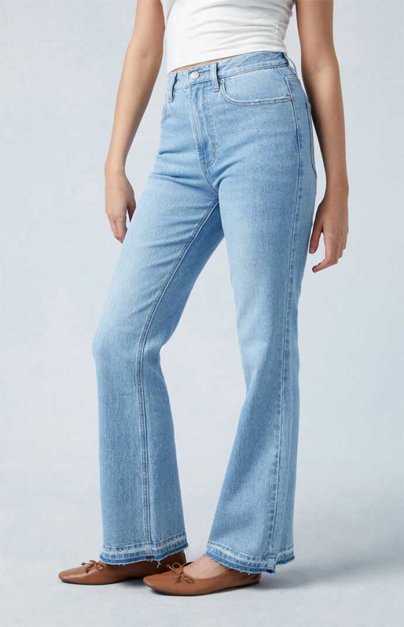 MEDIUM INDIGO PacSun Eco Stretch Light Indigo High Waisted Bootcut Jeans | PVKWLYT-98