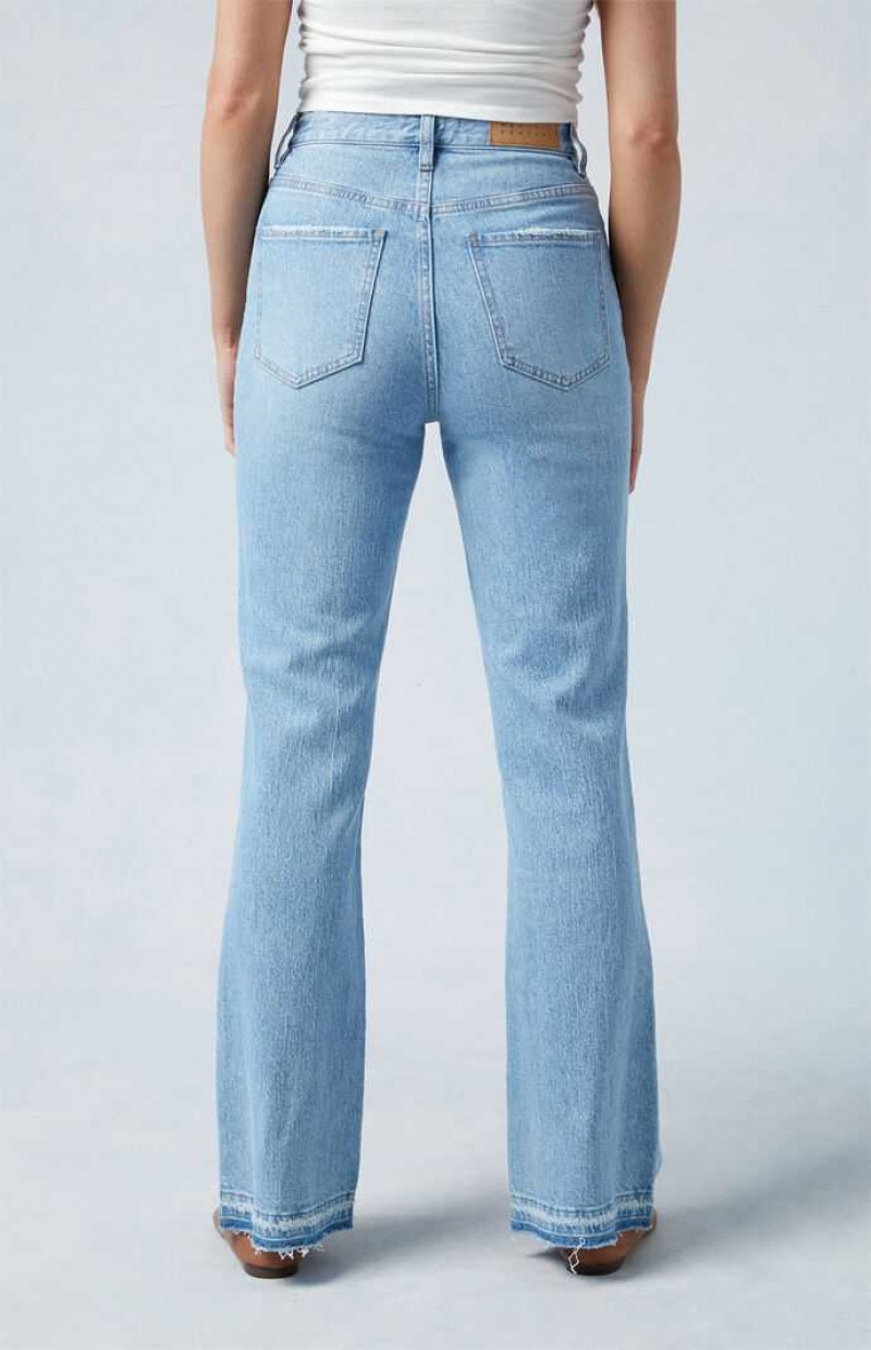 MEDIUM INDIGO PacSun Eco Stretch Light Indigo High Waisted Bootcut Jeans | PVKWLYT-98