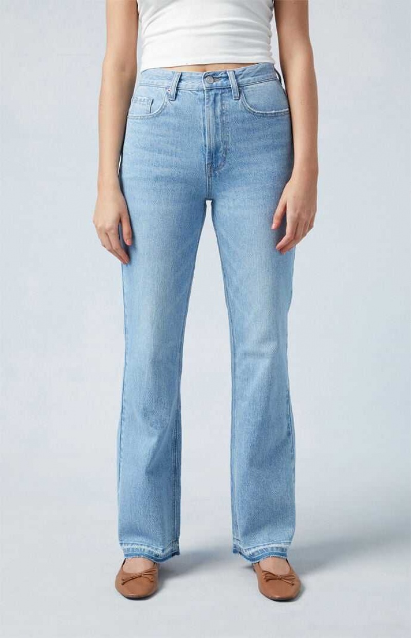 MEDIUM INDIGO PacSun Eco Stretch Light Indigo High Waisted Bootcut Jeans | PVKWLYT-98