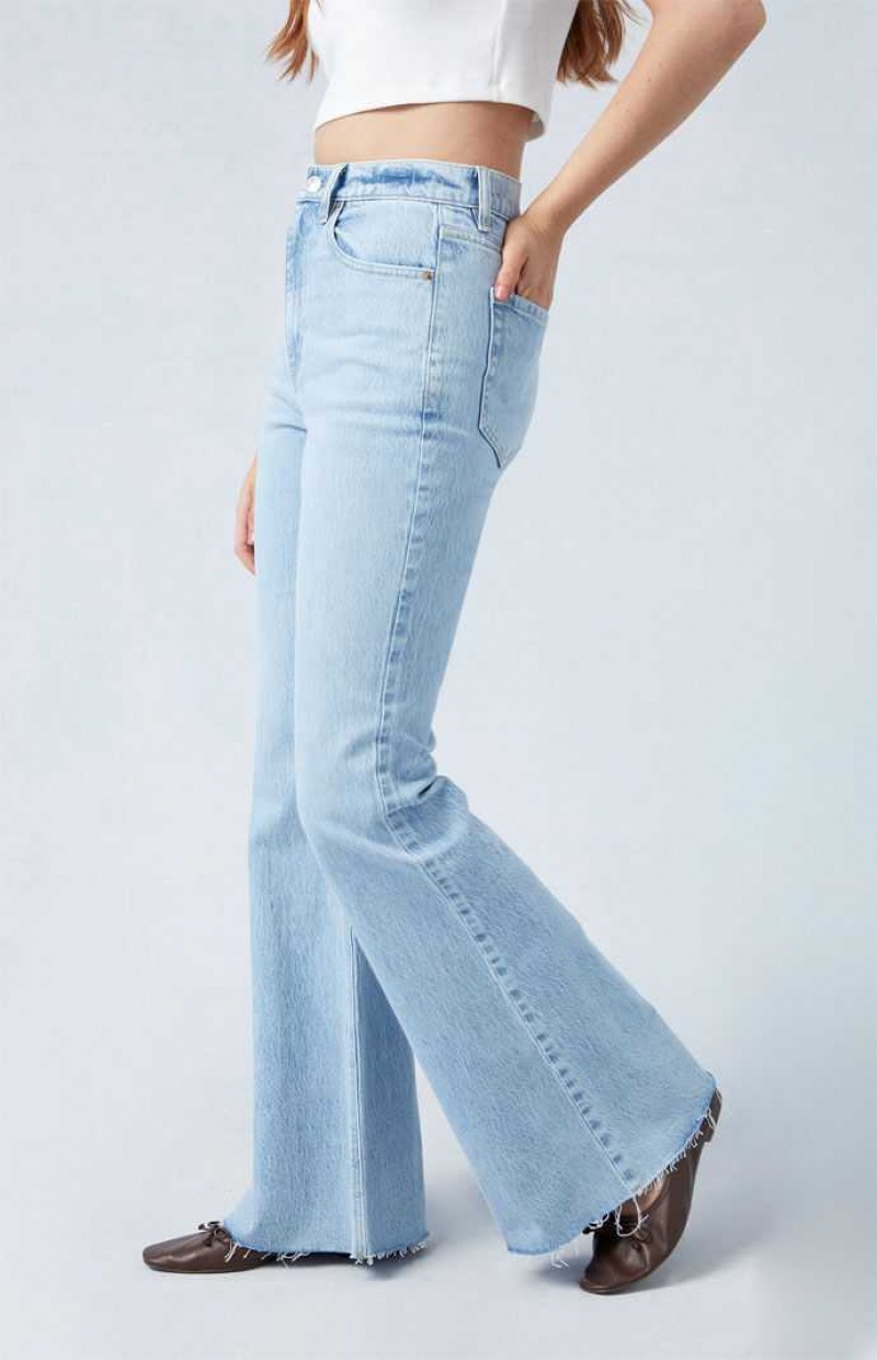 MEDIUM INDIGO PacSun Eco Stretch Light Indigo High Waisted Flare Jeans | QCDTEJP-35